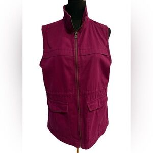 Columbia Women's Burgundy Vest, Full Zip, Pockets, Size Large